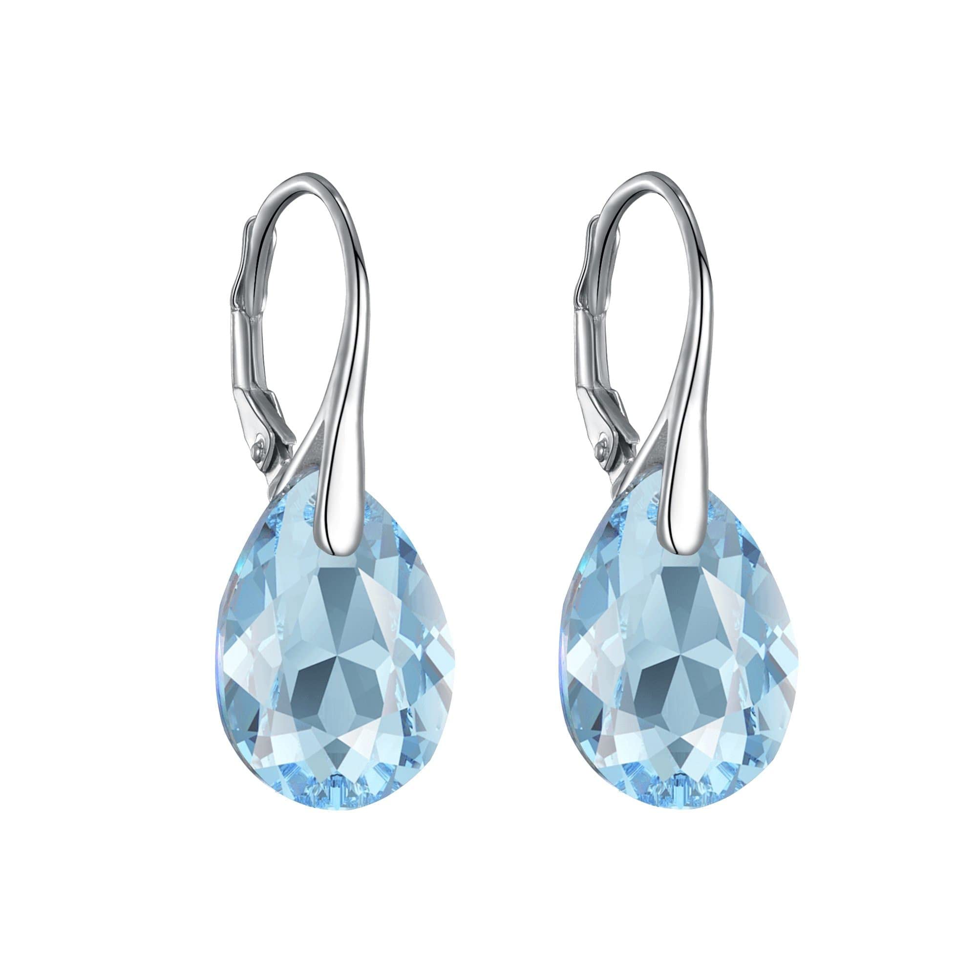 Sterling Silver Aquamarine Drop Earrings with Zirconia® - Elegant for Parties & Weddings