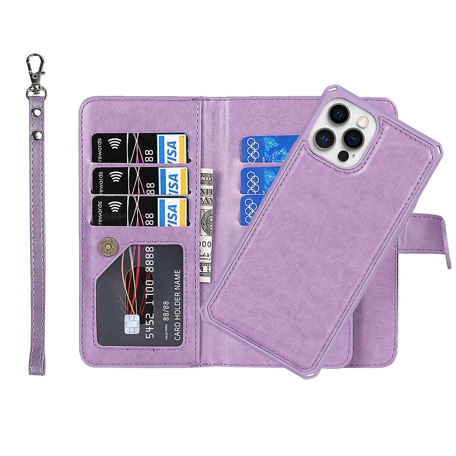 Jaorty Magnetic Leather Wallet Case for iPhone 12 Pro/12 - 6.1