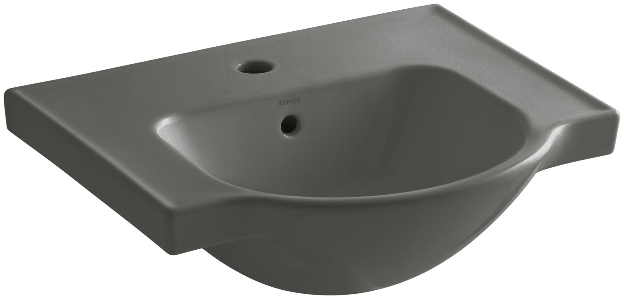 KOHLER K-5247-1-58 Veer Single-Hole Bathroom Sink - 21 Inch Modern Drop-In Basin in Thunder Grey - Perfect for Small Bathrooms & Powder Rooms