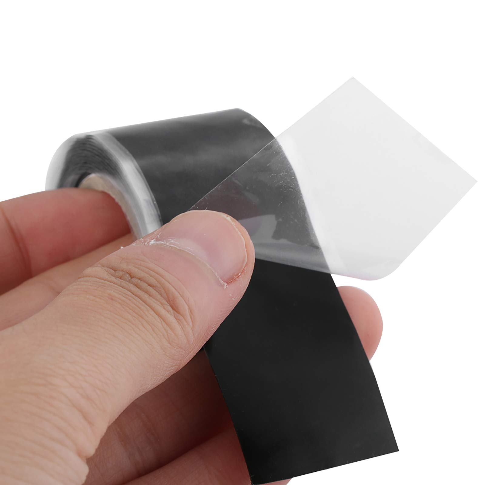 Self-Fusing Silicone Tape - Waterproof, Stretchable Electrical Wire Wrap & Emergency Pipe Repair Tape (2.5cm x 300cm, Black) - Ideal for Plumbing, Automotive, Marine and DIY Home Repairs