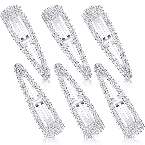 6Pcs Rhinestone Hair Clips for Women - Silver Bridal Hair Barrettes for Wedding & Party