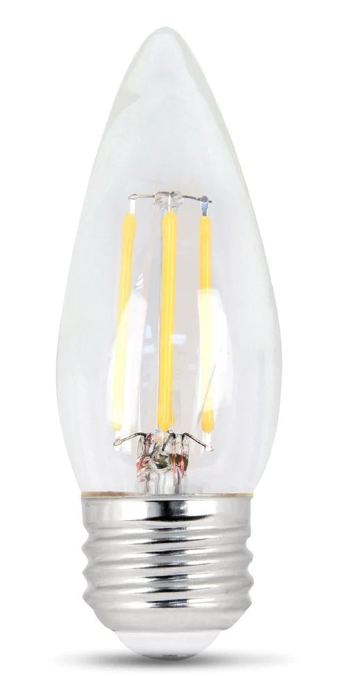 FEIT BPETC60/827/LED/2 500 Lumen E26 2700K Dimmable Torpedo Tip LED Bulb - Warm White Light for Table Lamps, Pendant Lighting & Home Decor