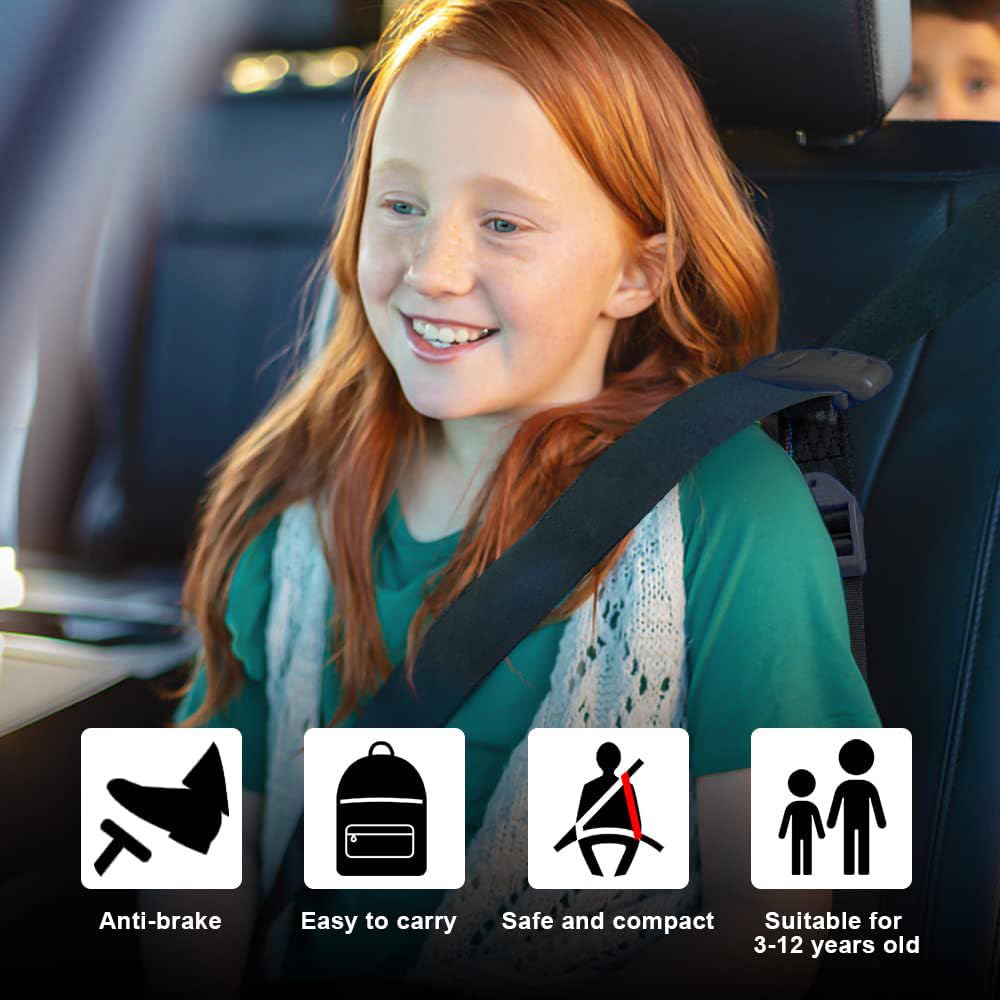 Car Seat Belt Adjuster Clip - Universal Shoulder Strap Positioner for Kids & Short Adults | Comfortable Neck Support | Perfect for Long Drives & Travel (Black)