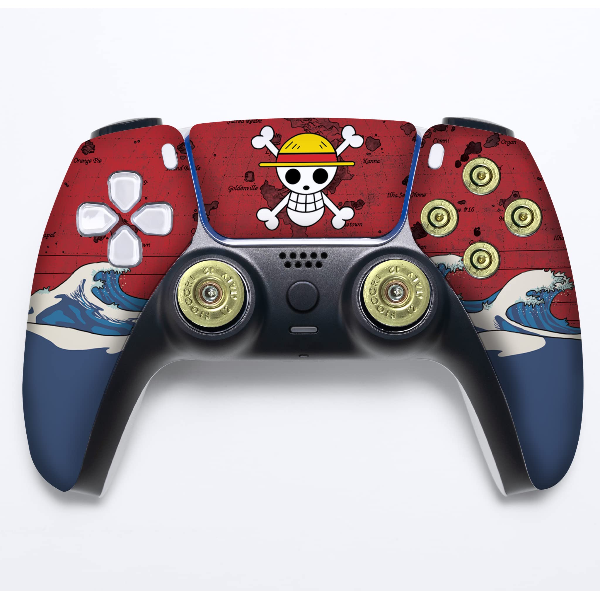 Custom Wireless PS5 Controller for Playstation 5 Console - One Piece Bullet Design with Permanent Hydro-Dip Printing | Compatible with PS5 Games | Perfect for Gaming Enthusiasts & Collectors | Made in USA