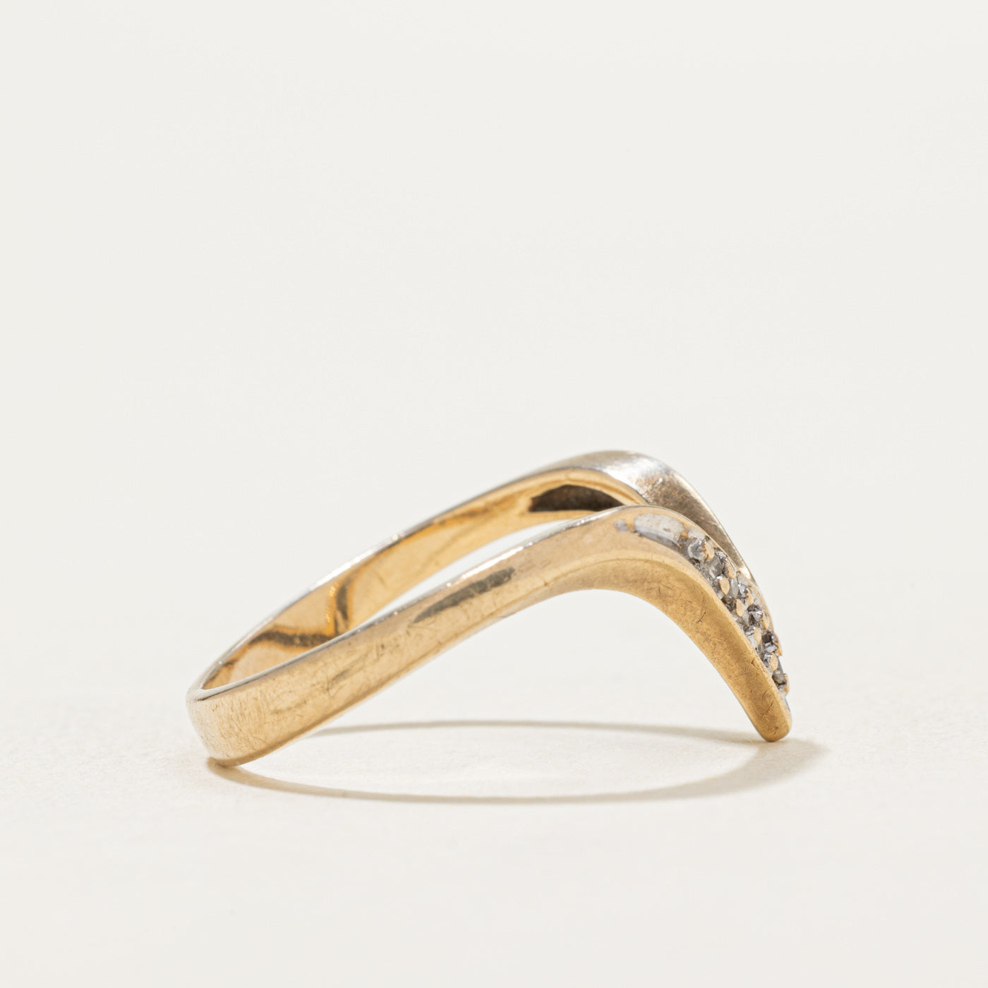 10K White Gold Diamond Chevron Ring for Women | 0.05ctw | Size 7 | Wedding, Engagement, Anniversary Gift | Elegant Stackable Band for Everyday Wear