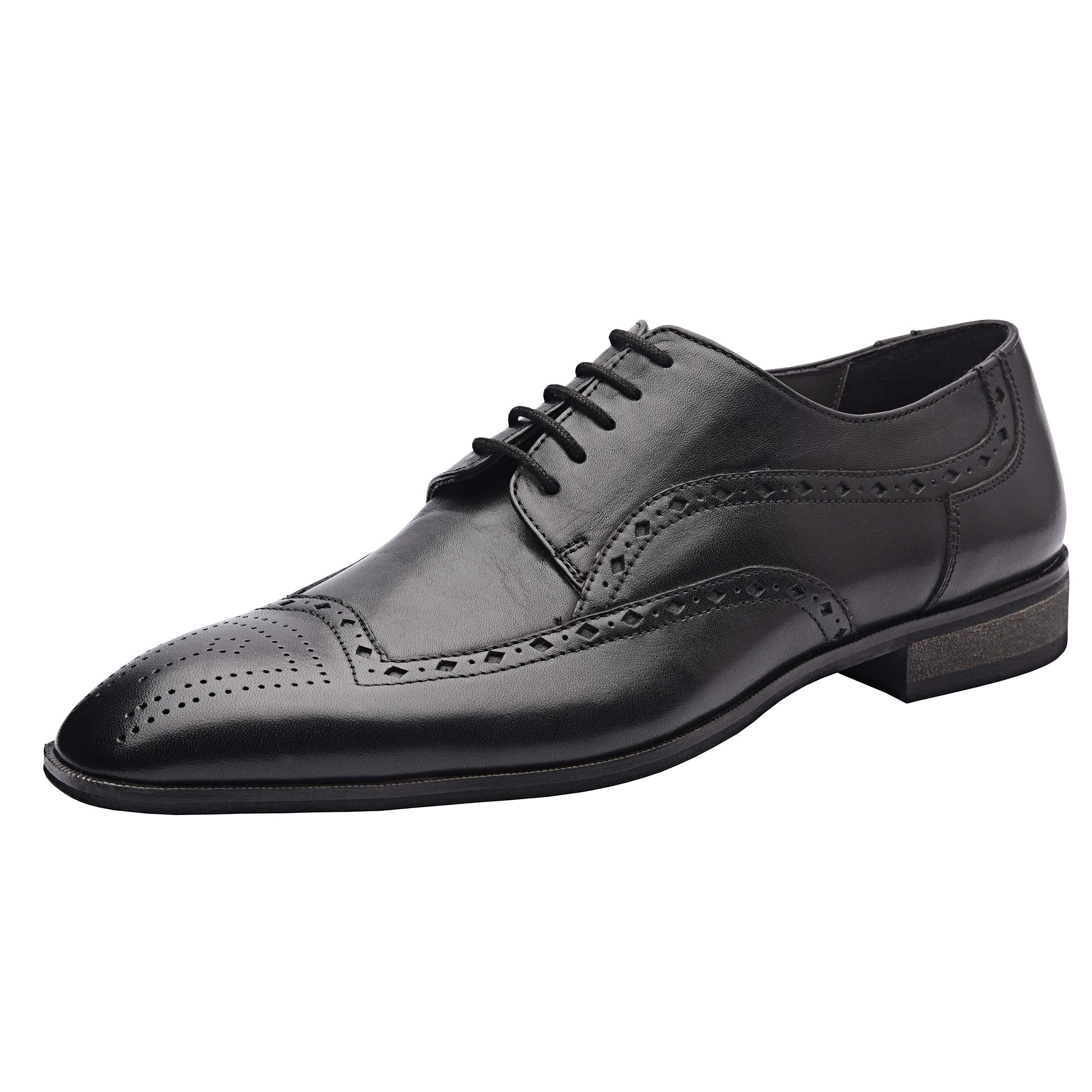 ALLONSI Genuine Leather Men's Wingtip Oxford Dress Shoes - Handcrafted Detailing with Lightweight Sole for Work & Formal Wear - Premium Quality Craftsmanship for Everyday Comfort - Business, Office & Wedding Occasions