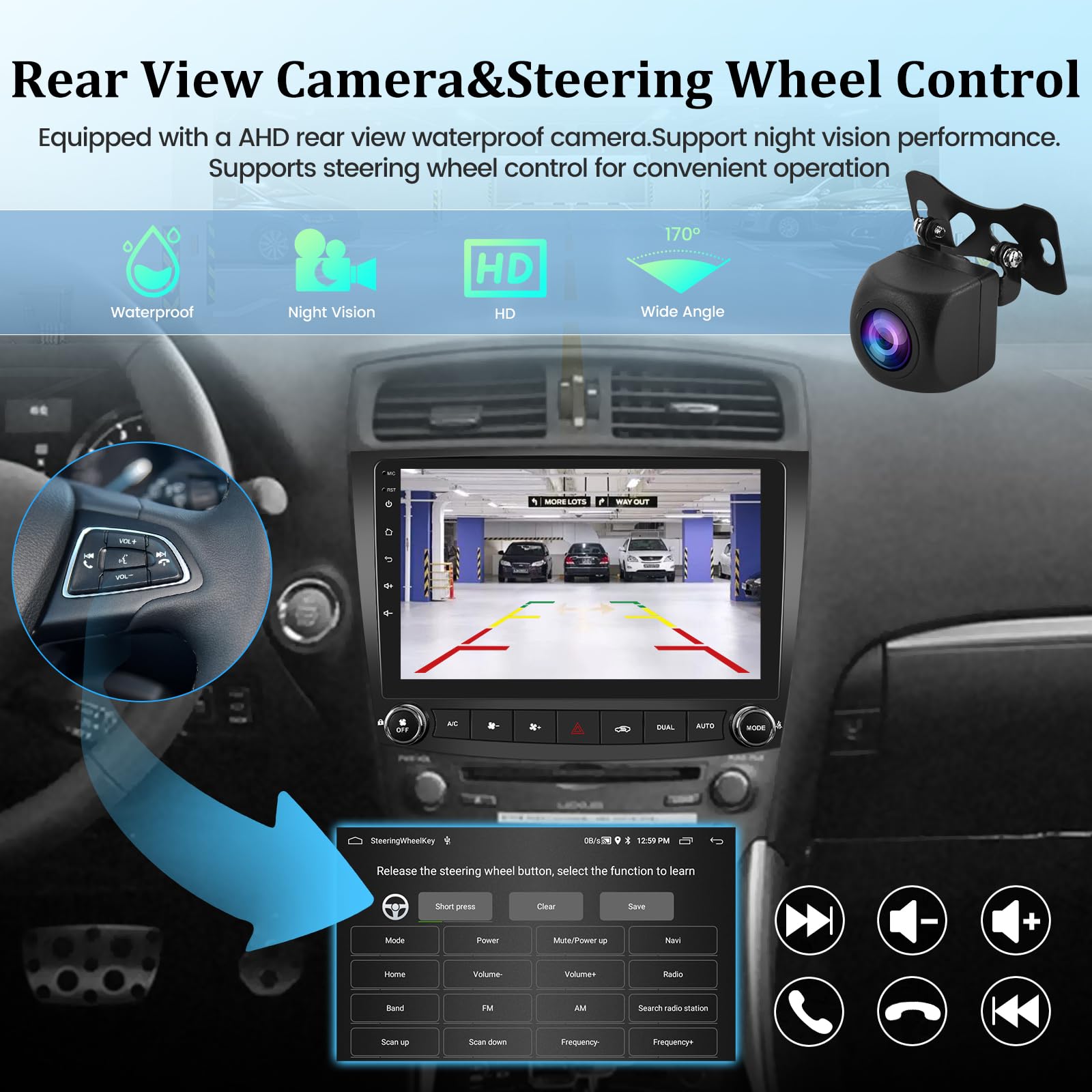 10.1 Inch Android 13 Car Stereo with Wireless CarPlay & Android Auto - Compatible with Lexus IS250 IS300 IS350 IS220 2006-2012 Models - WiFi, GPS, Mirror Link, AHD Backup Camera & Canbus - Perfect for Hands-Free Navigation & Entertainment While Driving