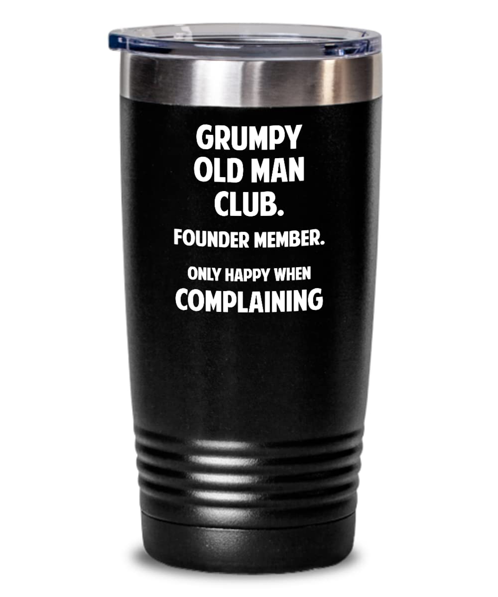 Grumpy Old Man Tumbler 20oz - Funny Coffee Mug Gift for Seniors & Elderly - Insulated Stainless Steel Travel Cup for Hot/Cold Drinks - Perfect Retirement Gift for Dad, Grandpa & Older Men