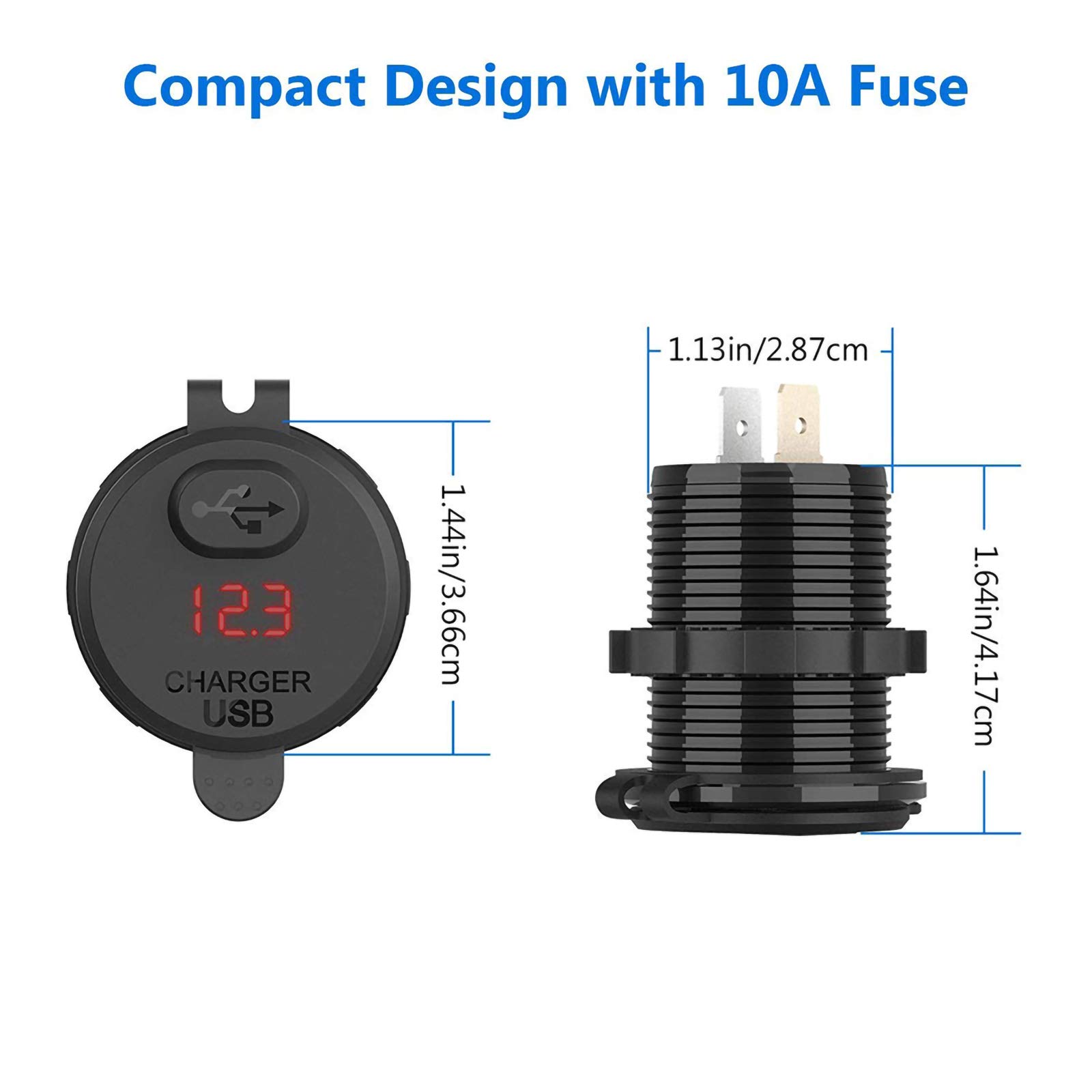 Leyeet Quick Charge 3.0 USB Car Charger with Digital Voltmeter & ON/Off Switch - Fast Charging Port for iPhone, Android, Tablet - Compatible with Cars, Trucks, Marine, ATV, Motorcycle (Red) - Perfect for Road Trips, Camping & Outdoor Adventures