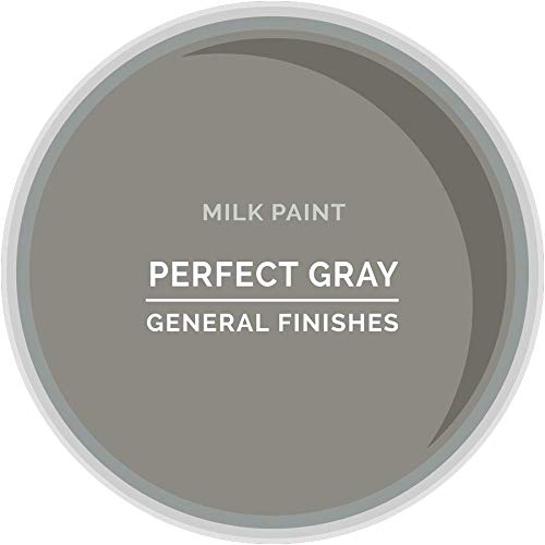 General Finishes Water Based Milk Paint - 1 Gallon, Perfect Gray - Eco-Friendly Matte Finish for Furniture, Cabinets & DIY Home Decor Projects