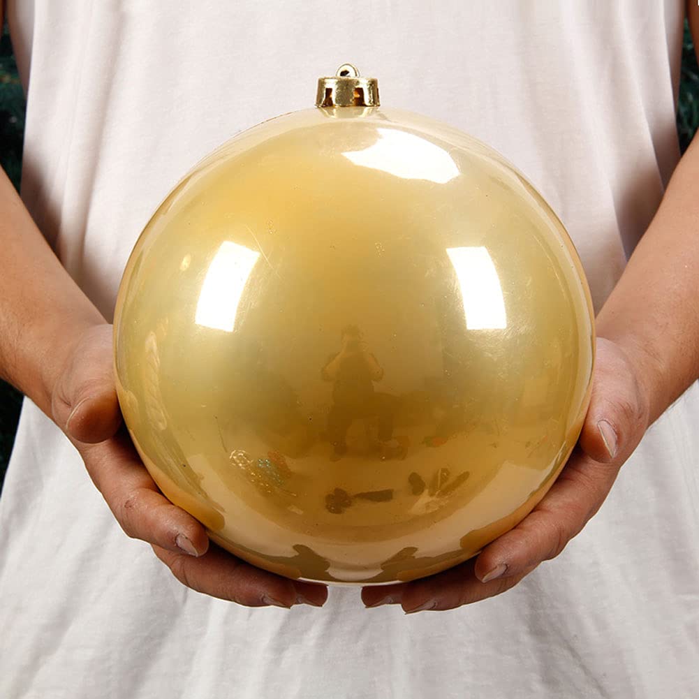 LINFEIKLJ Giant Shatterproof Christmas Bauble Ball Ornaments - 20/25/30/40/50cm UV-Resistant Plastic Holiday Decorations for Xmas Tree, Wedding & Party (Gold, 50cm) - Perfect for Indoor/Outdoor Festive Decor