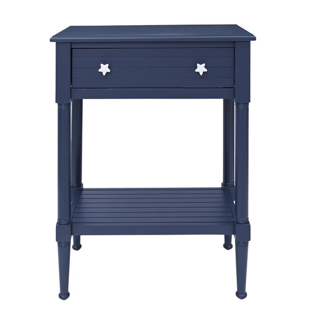 Linon Styers Wood Accent Starfish Coastal Side Table - Navy Blue End Table for Beach House Decor, Living Room, Bedroom & Patio Furniture