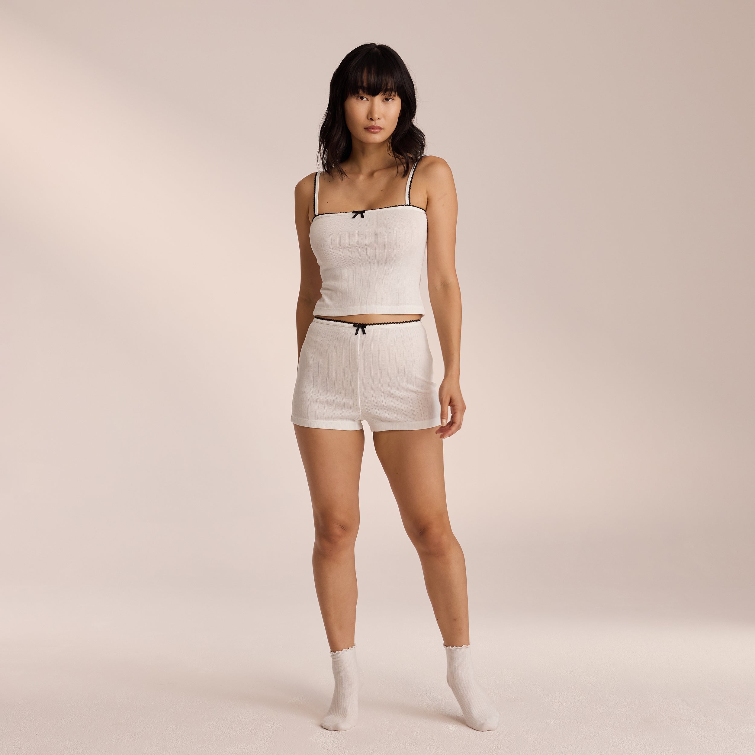 Pointelle Pajama Shorts for Women - Soft & Breathable White Sleep Shorts | Perfect for Summer Nights & Lounge Wear
