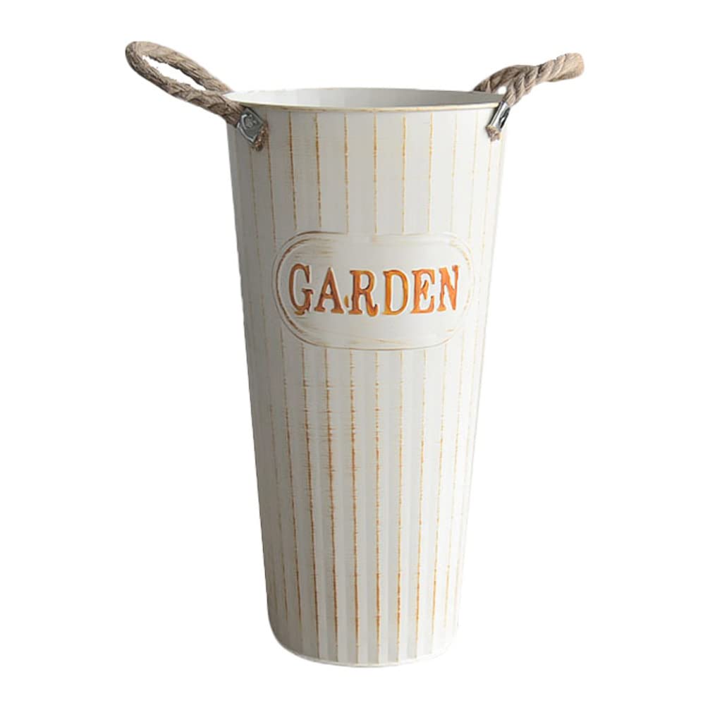 Cabilock Iron Flower Bucket Vase - Elegant Metal Floral Arrangement for Office Decor, Wedding Centerpieces & Home Decoration | Perfect for Table Settings, Gift Giving & Event Styling