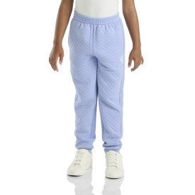 Youth Girls Quilted Jersey Logo Sweatpants - Soft Fleece-Lined Joggers with Elastic Waistband for School, Sports & Casual Wear - Pale Iris Color