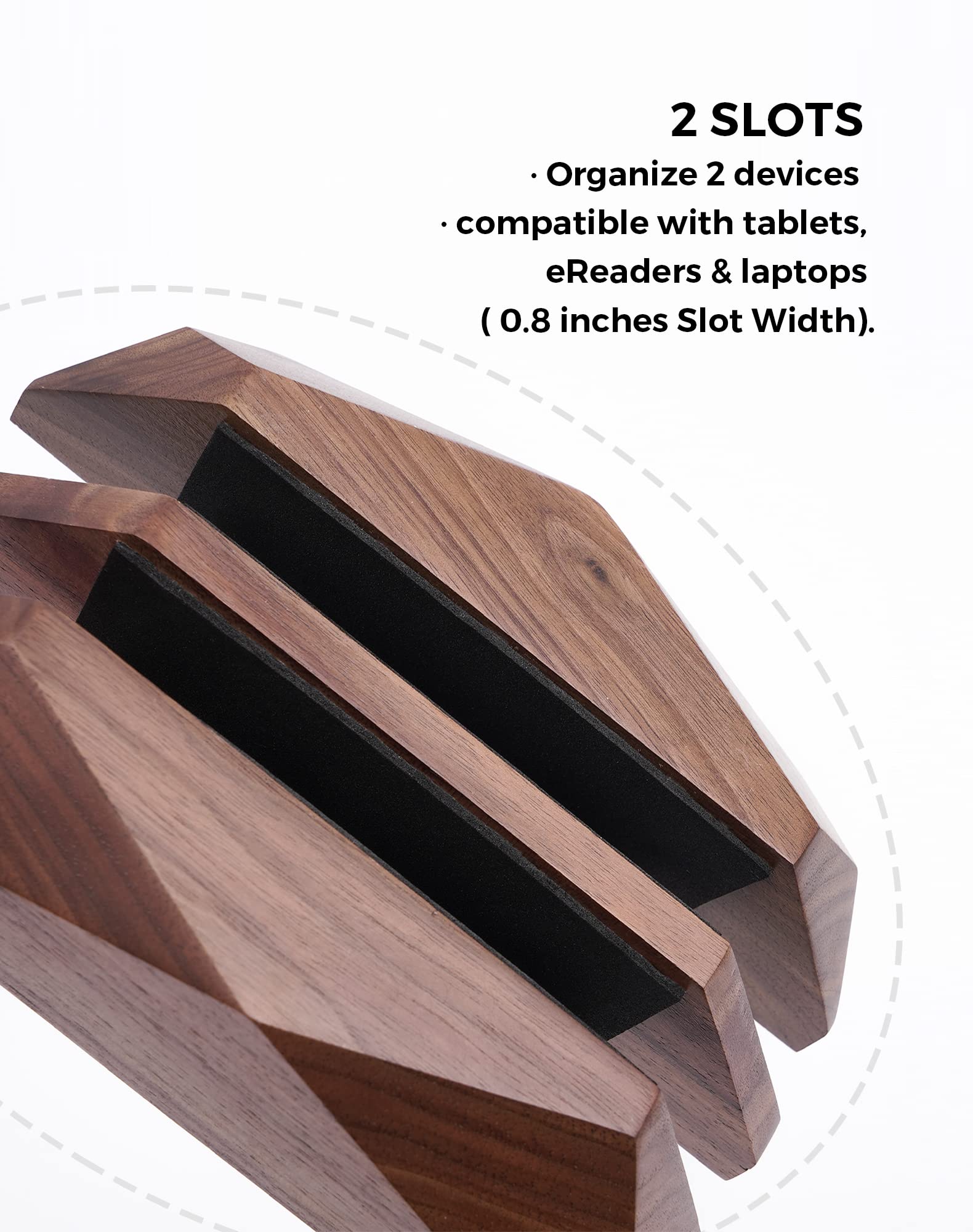 Dual Vertical Laptop Stand for MacBook & Surface Pro - 2 Slot Wooden Laptop Holder for Desk, Space Saving Widen Dock - Perfect for Home Office, Workspace & Multi-Monitor Setup