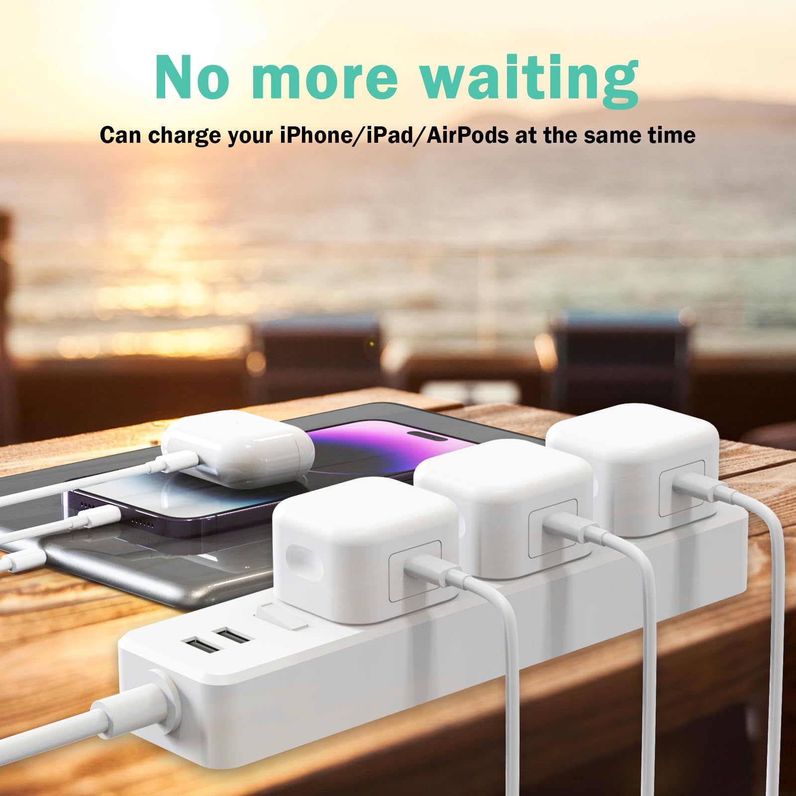 3-Pack MFi Certified 20W USB C Fast Charger with 6FT Lightning Cable - Compatible with iPhone 14/13/12/11/X/Plus/Pro/Pro Max/Mini/SE & iPad - Perfect for Home, Office & Travel Charging
