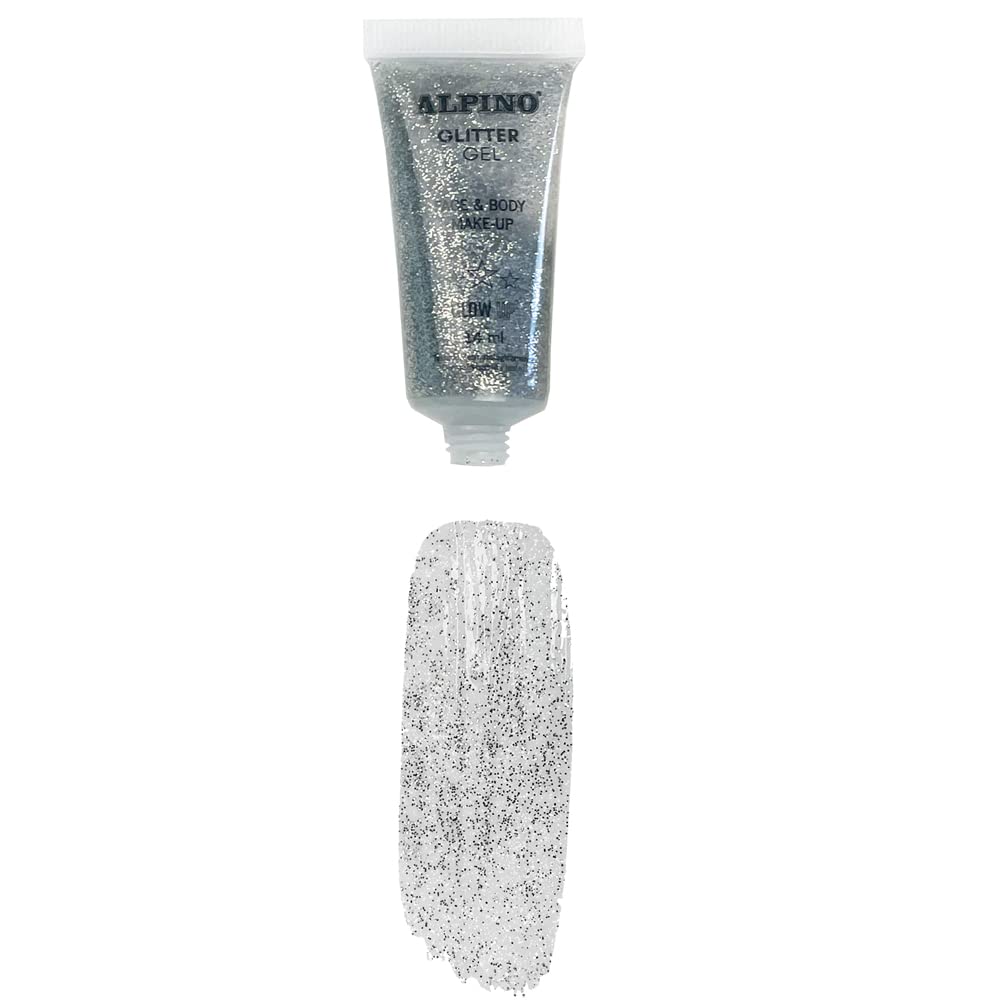 Alpino Silver Glitter Gel - 6 Pack Solid Glitter Gel with Clear Base | Shimmery Liquid Glitter for Nail Art, Body Paint & DIY Crafts | Perfect for Parties, Festivals & Special Occasions