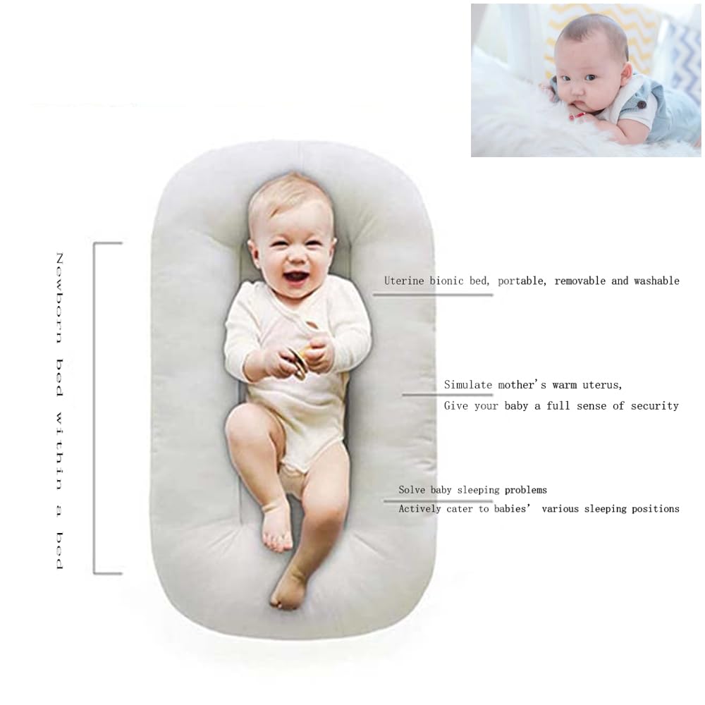 Baby Lounger Pillow for Newborns 0-12 Months - Soft Infant Nest Lounger for Safe Sleeping & Playtime (British Apricot) | Perfect for Nursery, Travel & Tummy Time