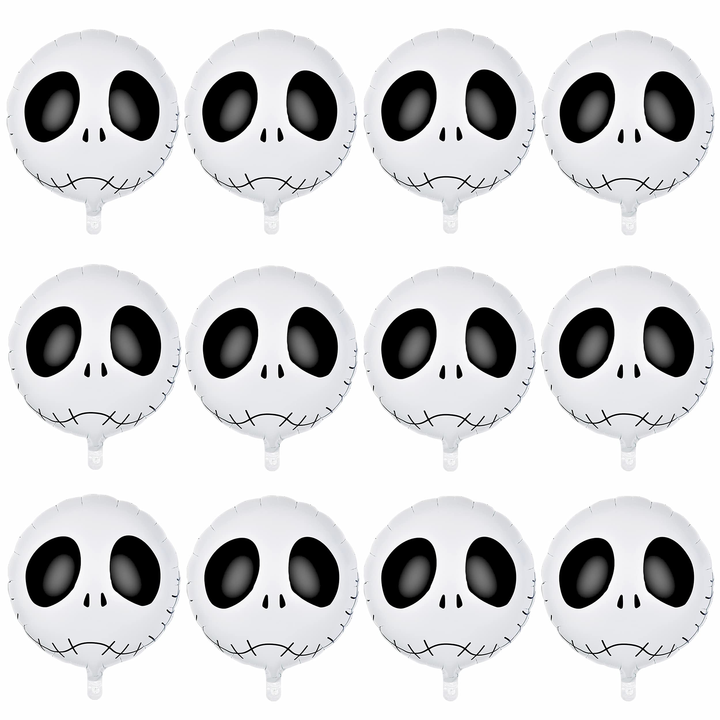 12pcs Halloween Skull Balloons 18Inch - Skeleton Demon Foil Balloons for Halloween Party Decorations, Nightmare Before Christmas Theme, Baby Shower & Birthday Party Supplies | Spooky Home Decor, Haunted House Props, Trick or Treat Party Favors