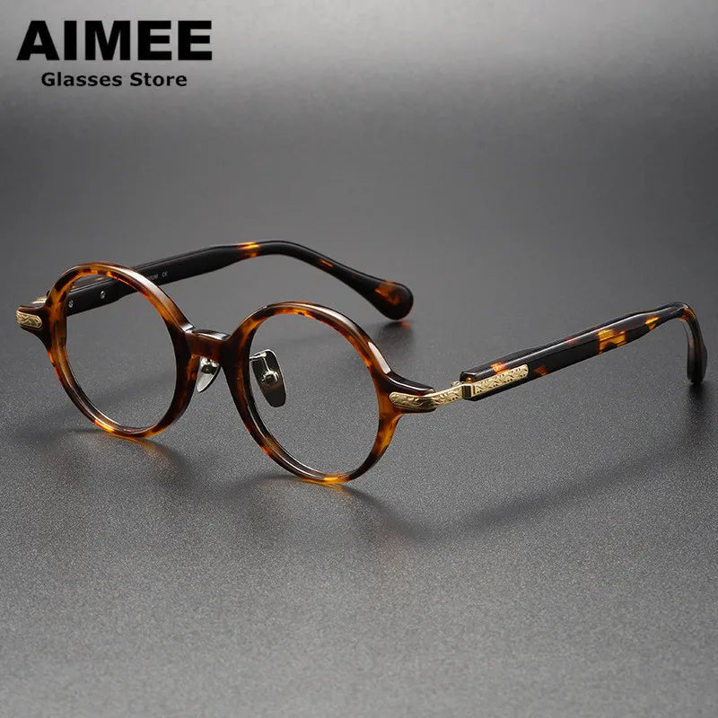 Stylish Aimee Unisex Full Rim Round Titanium Acetate Eyeglasses Frame 980854 - Lightweight & Durable for Work, Reading & Everyday Wear