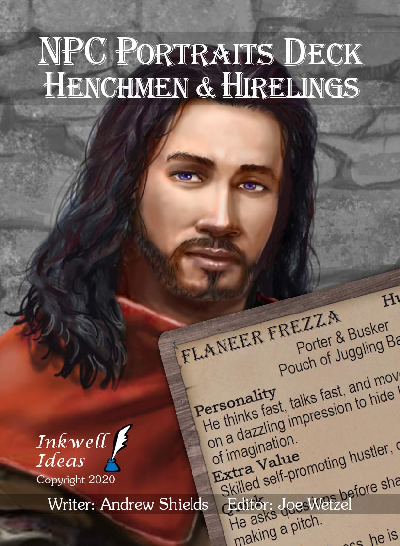 NPC Portraits Deck - Fantasy RPG Character Cards for Henchmen & Hirelings | Dungeons & Dragons D&D, Pathfinder, Tabletop Gaming Accessories