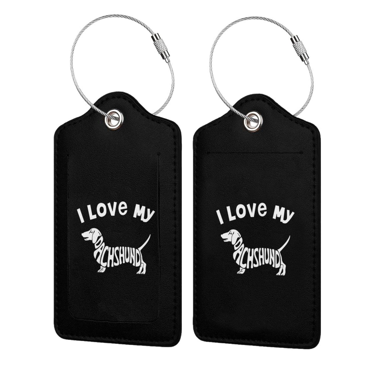 Premium Leather Luggage Tags for Dogs - 4-Piece Set with Custom Name ID Labels & Stainless Steel Loops | Perfect for Travel, Suitcases, Backpacks, and Pet Accessories