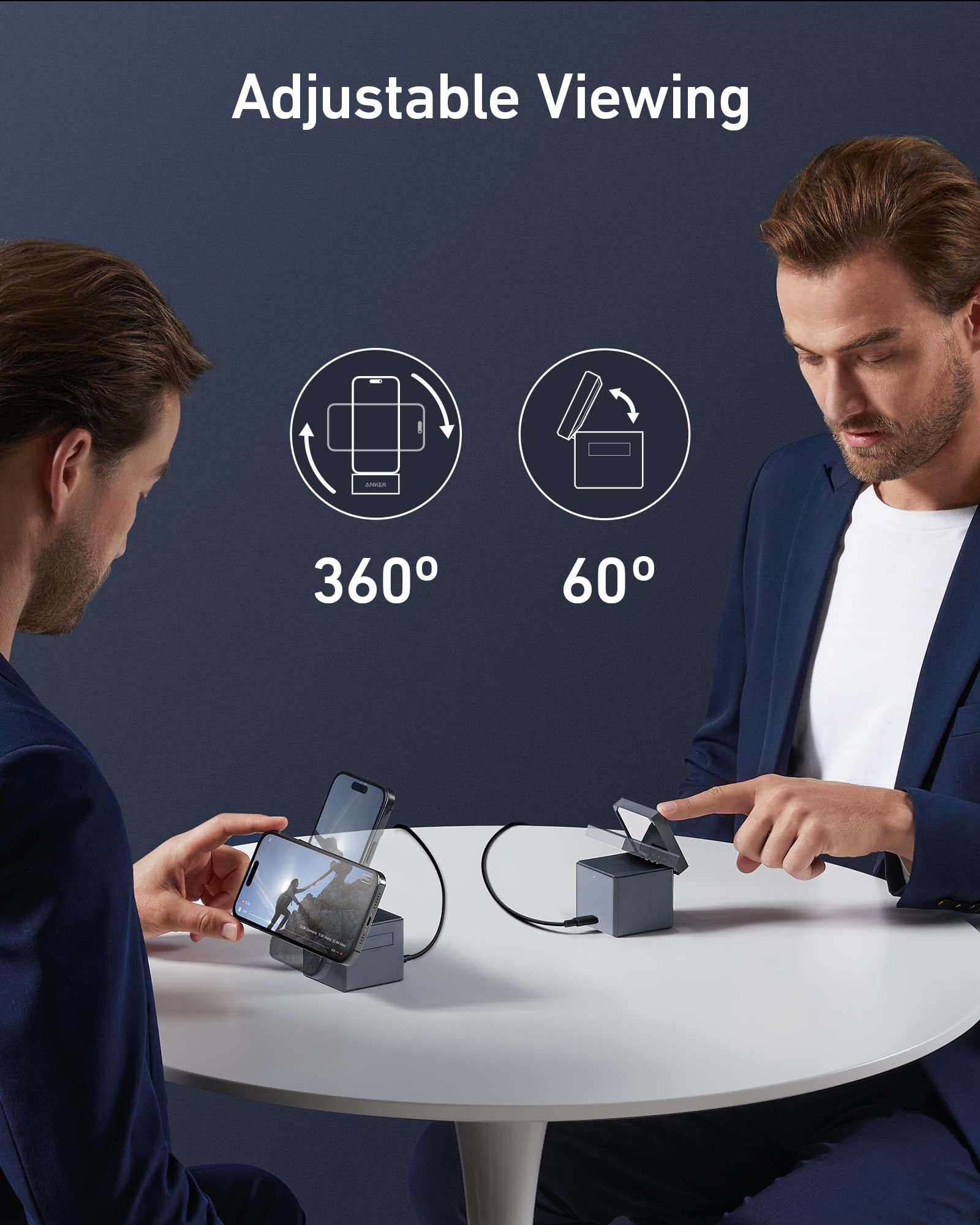 Anker 3-in-1 MagSafe Wireless Charging Stand - 15W Fast Charger for iPhone 16/15/14/13, Apple Watch & AirPods | Foldable Cube Design with Included Power Adapter | Perfect for Bedside, Office & Travel Charging