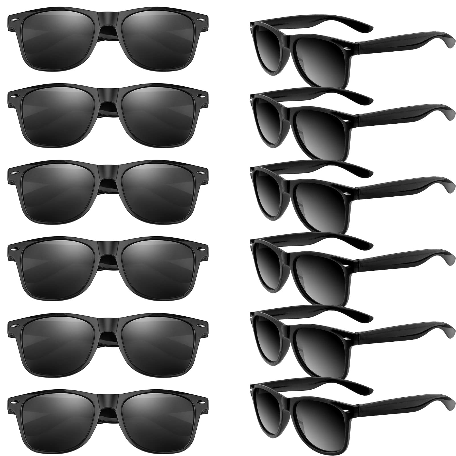 TUPARKA 12 Pack Black Sunglasses Bulk - Stylish UV Protection Shades for Beach Party, Birthday, Pool & Wedding Favors | Perfect Goody Bag Fillers & Party Accessories for Summer Events, Vacation & Outdoor Activities