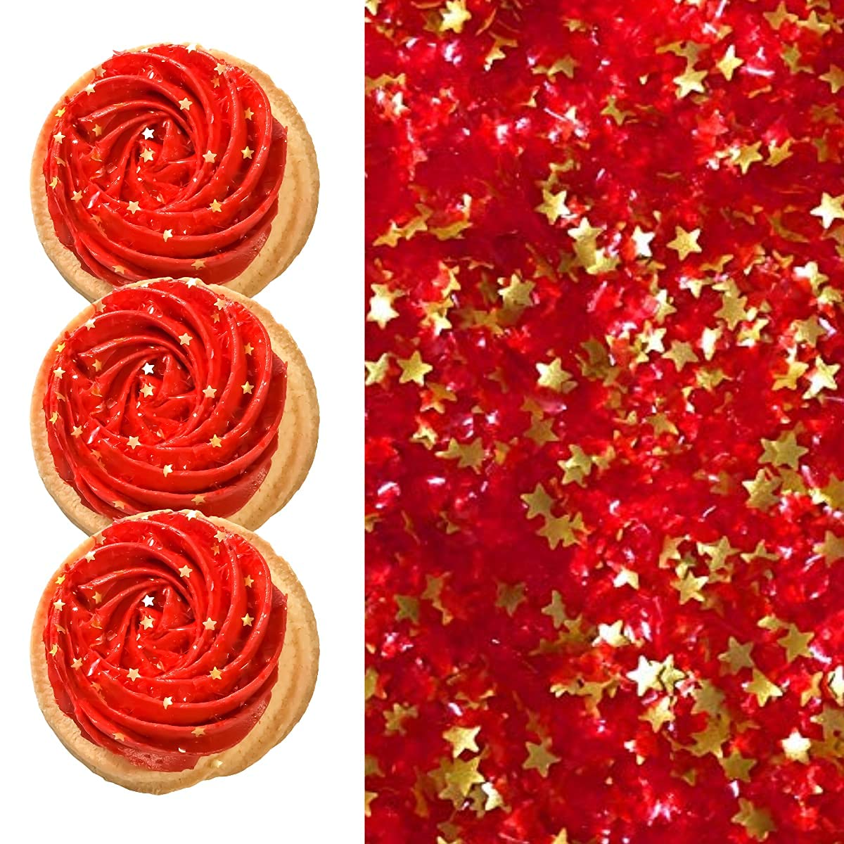 Red & Gold Metallic Edible Glitter for Cakes, Cupcakes, Cookies - .15 oz Jar - Perfect for Red Frosting, Wedding Cakes, Birthday Desserts & Holiday Baking Decorations