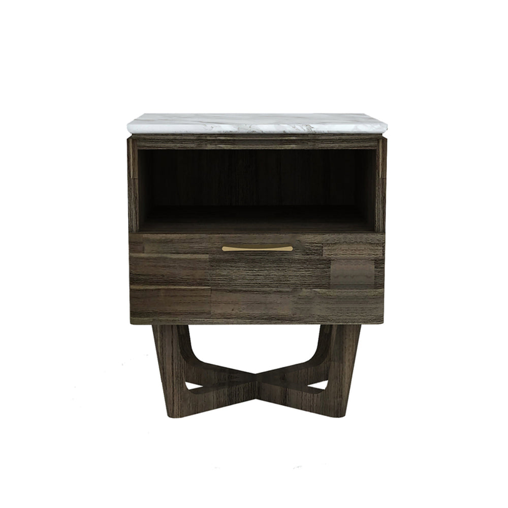 Elegant Marble Top Nightstand with Shelf - Modern Bedroom Side Table for Storage & Decor | Perfect for Bedrooms, Guest Rooms & Apartments