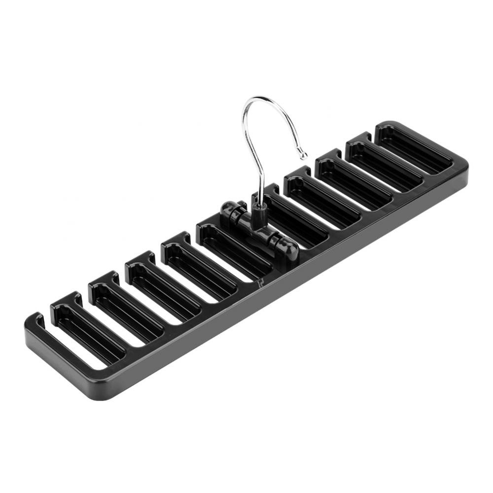 10-Slot Belt Hanger Organizer - Heavy Duty Plastic Tie & Scarf Rack for Closet - Space Saving Wardrobe Hook (Black) | Perfect for Home, Office & Travel Accessory Storage