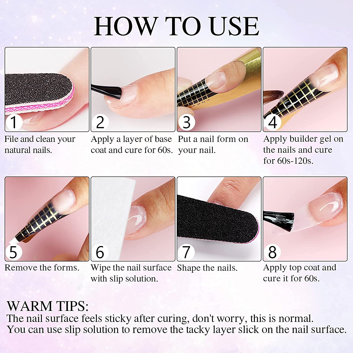 Professional Warm Girl Builder Gel Nail Kit - 12 Colors Nail Extension Gel with Glitter Powders, 8pcs Acrylic Nail Brushes & Forms for Strong, Long-Lasting Manicures - Perfect for DIY Nail Art, Salon Extensions & At-Home Nail Care
