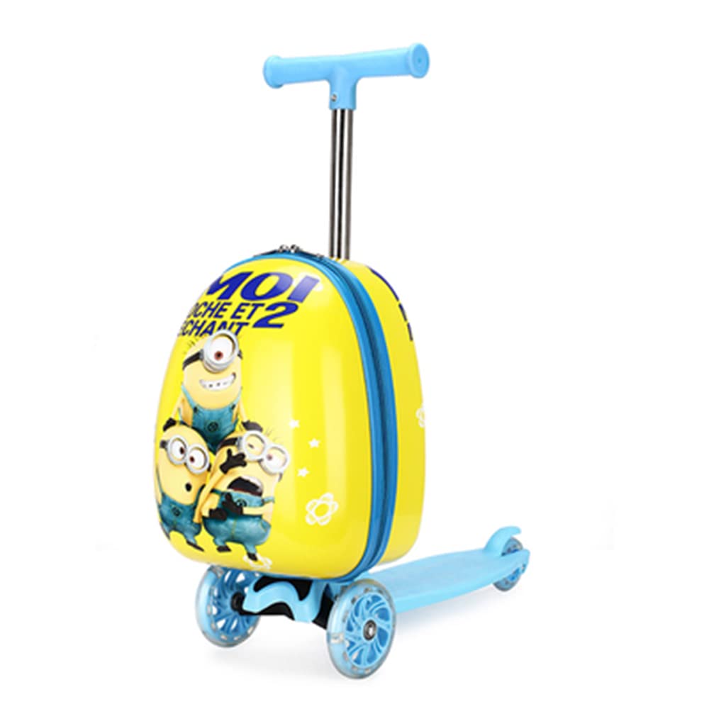 LWKBE Lightweight Kids Luggage with Wheels - Cute Ride-On Scooter Suitcase for Girls with Fun LED Lights | Perfect for Air Travel, Road Trips & School Adventures
