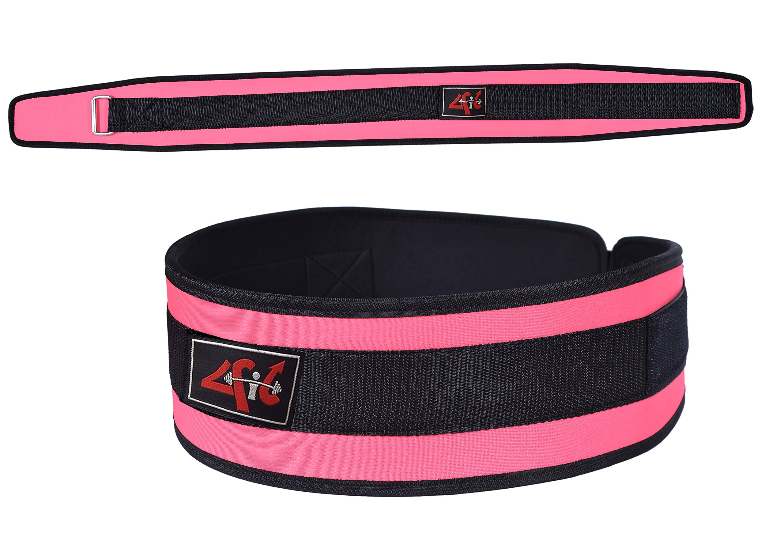 4Fit Women's Weight Lifting Belt - Premium Gym Workout Belt for Powerlifting, CrossFit & Strength Training - Adjustable Back Support for Women (Pink) - Perfect for Deadlifts, Squats & Heavy Lifting