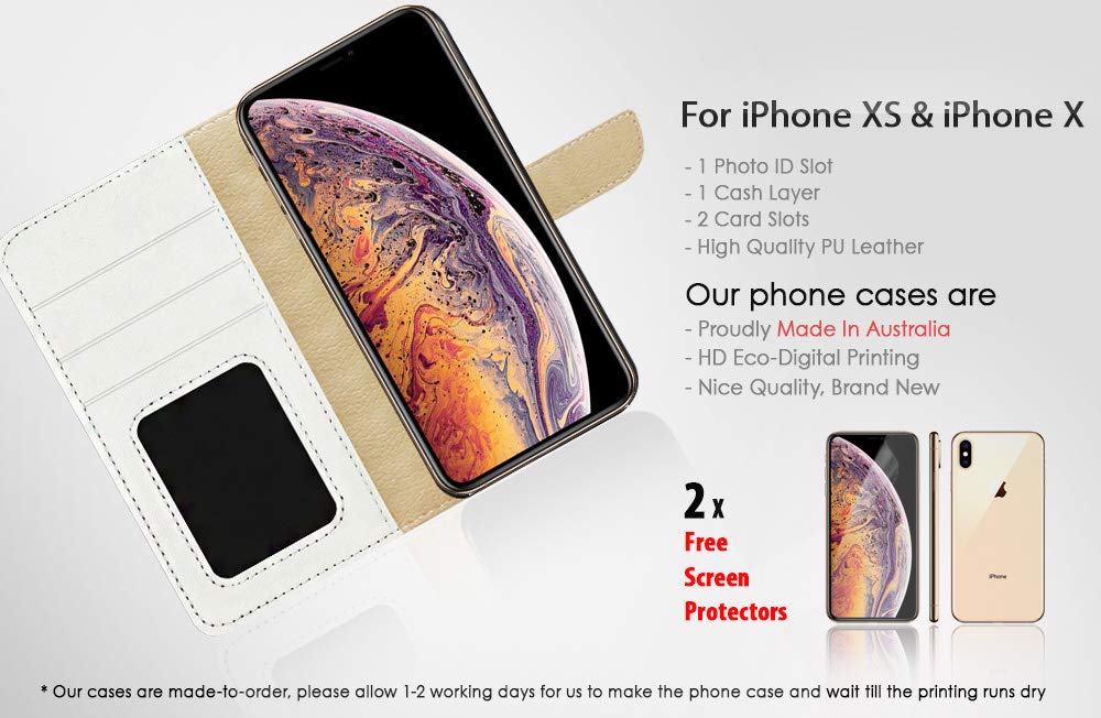Premium Flip Wallet Case with Built-in Screen Protector for iPhone X & iPhone Xs - A21095 Dragonfly Design | Slim Protective Cover with Card Slots for Daily Use & Travel