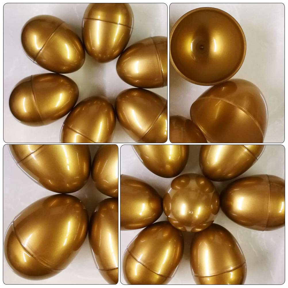LUOZZY 6-Piece Plastic Easter Eggs - Empty Hollow Eggshells for Kids Easter Egg Hunt, DIY Decorations & Party Favors (Golden) - Perfect for Easter Celebrations, Classroom Activities & Spring Crafts