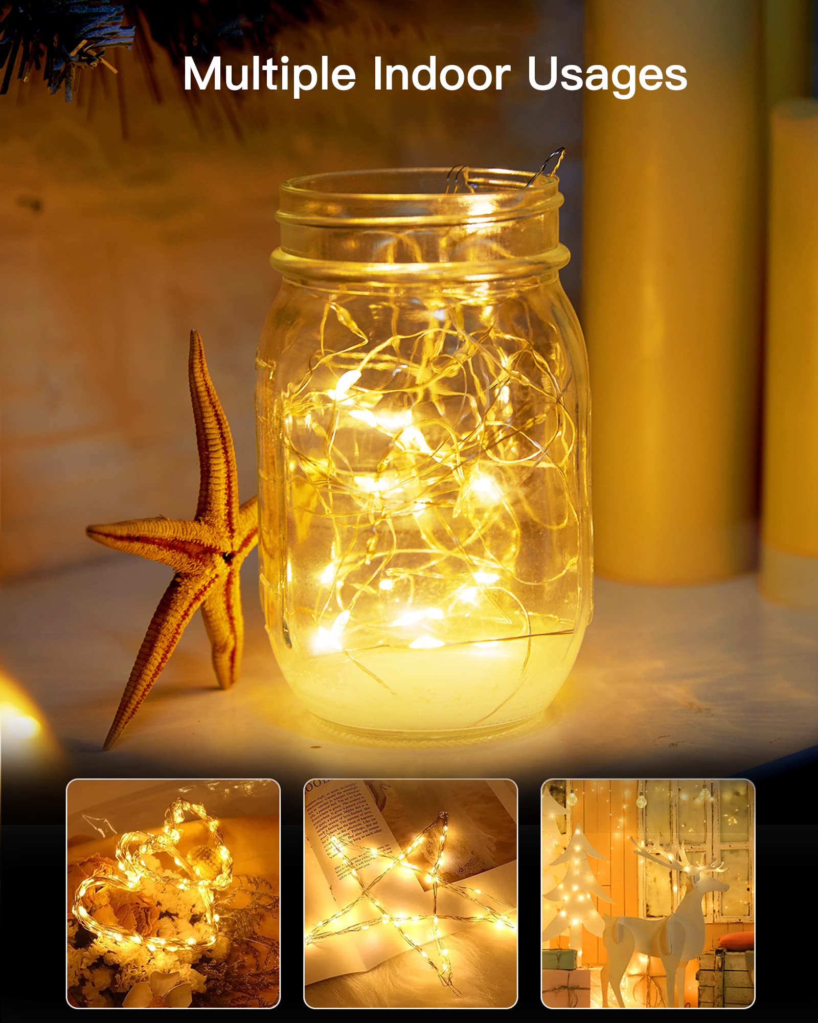 Brightown 2 Pack 66Ft 200 LED Solar String Lights - 8 Lighting Modes, Waterproof Outdoor Solar Fairy Lights for Patio, Yard, Tree, Wedding & Christmas Decor (Warm White) | Perfect for Garden Parties, Backyard Lighting & Holiday Displays