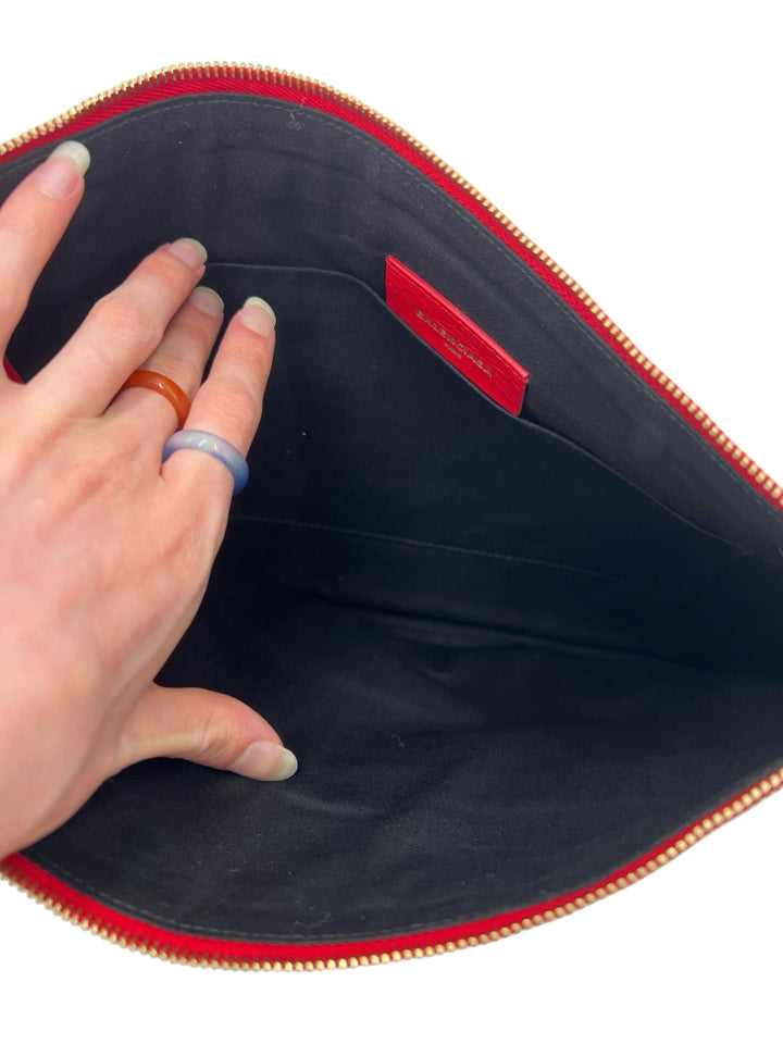 Balenciaga Motocross Red Women's Zip Pouch - Fashionable Small Handbag for Women | Perfect for Parties, Travel & Everyday Use