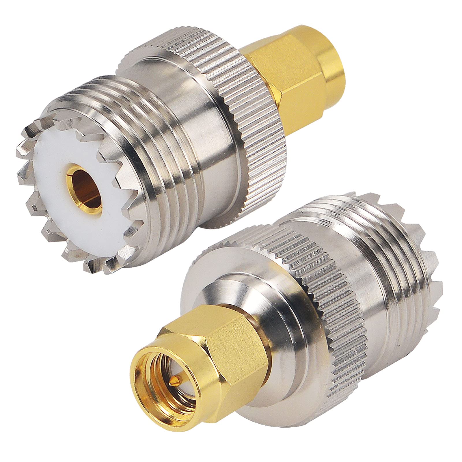SMA Male to UHF SO239 Female RF Adapter Connector - 2 Pack for CB Radio, Ham Radio Antenna, Walkie Talkie - Perfect for Amateur Radio Setup & Communication Scenarios