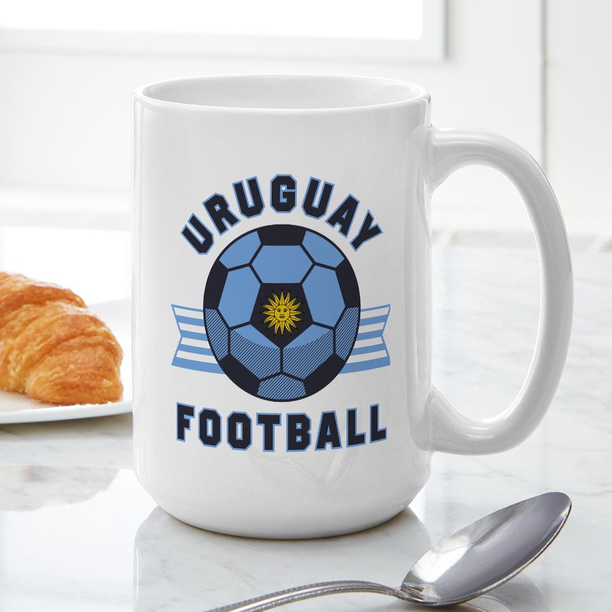 Uruguay Football Team 15 oz (444 ml) Ceramic Coffee Mug - Perfect for Soccer Fans, Game Day Drinks & Office Use