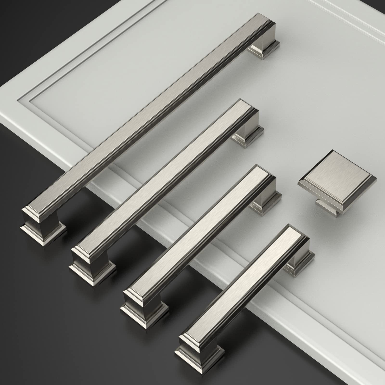Asidrama 5 Pack 7.5 Inch (192mm) Brushed Satin Nickel Kitchen Cabinet Handles - Modern Drawer Pulls for Cabinets, Cupboards & Dressers - Durable Cabinet Hardware for Home Kitchen & Bathroom Renovation