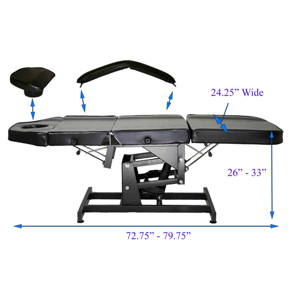 Electric Adjustable Tattoo Bed - Professional Black Inkbed with Height Control for Tattoo Artists & Studios | Perfect for Tattooing, Piercing & Permanent Makeup Procedures