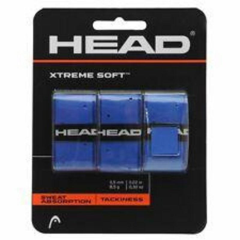 Head Xtreme Soft Overgrip 3 Pack - Premium Tennis Racket Grip Tape (Blue) | Enhanced Sweat Absorption & Comfort for Tennis, Badminton, Squash & Racquet Sports