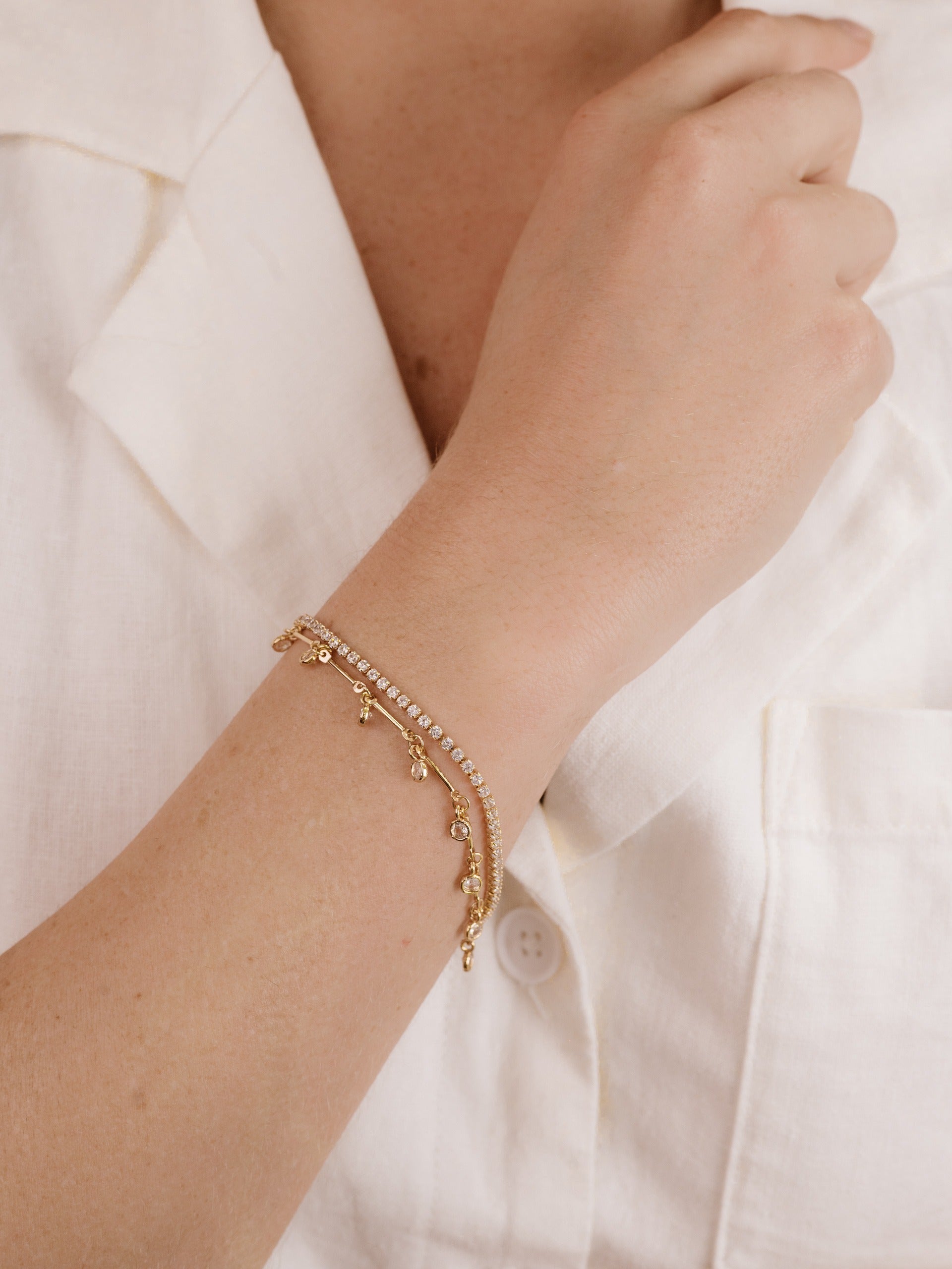 Elegant Crystal Droplet Chain Bracelet Set for Women - Sparkling Fashion Jewelry Gift for Party, Wedding & Everyday Wear