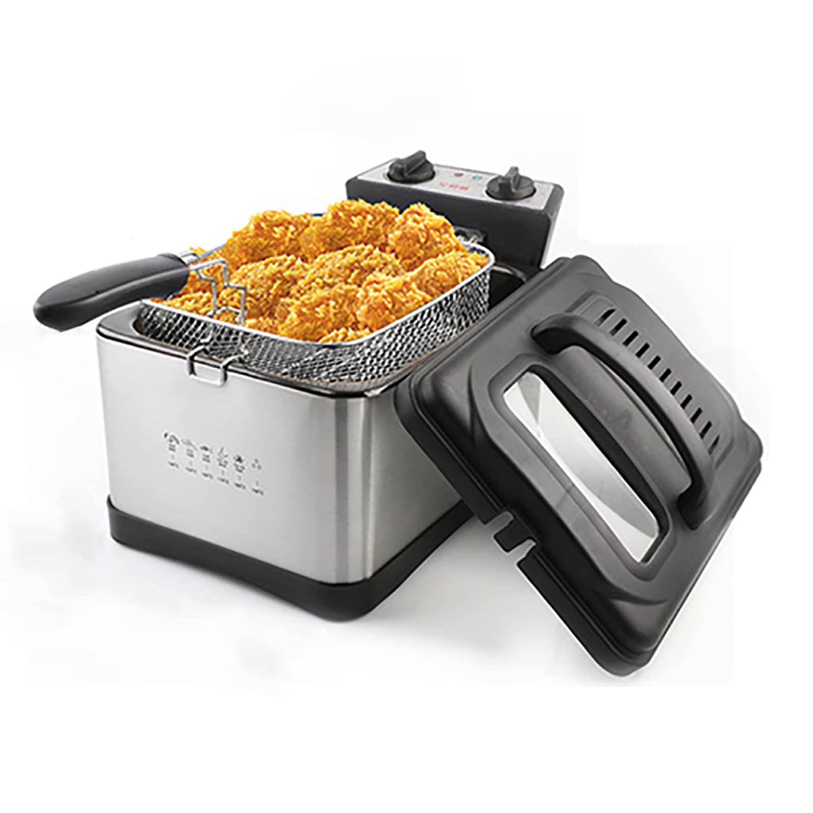 2000W Commercial Electric Deep Fryer - 10L Stainless Steel Oil Fryer with Lid & Basket - Adjustable Temperature Control - Perfect for Fried Chicken, French Fries, Donuts - Ideal for Restaurants, Food Trucks & Home Kitchens