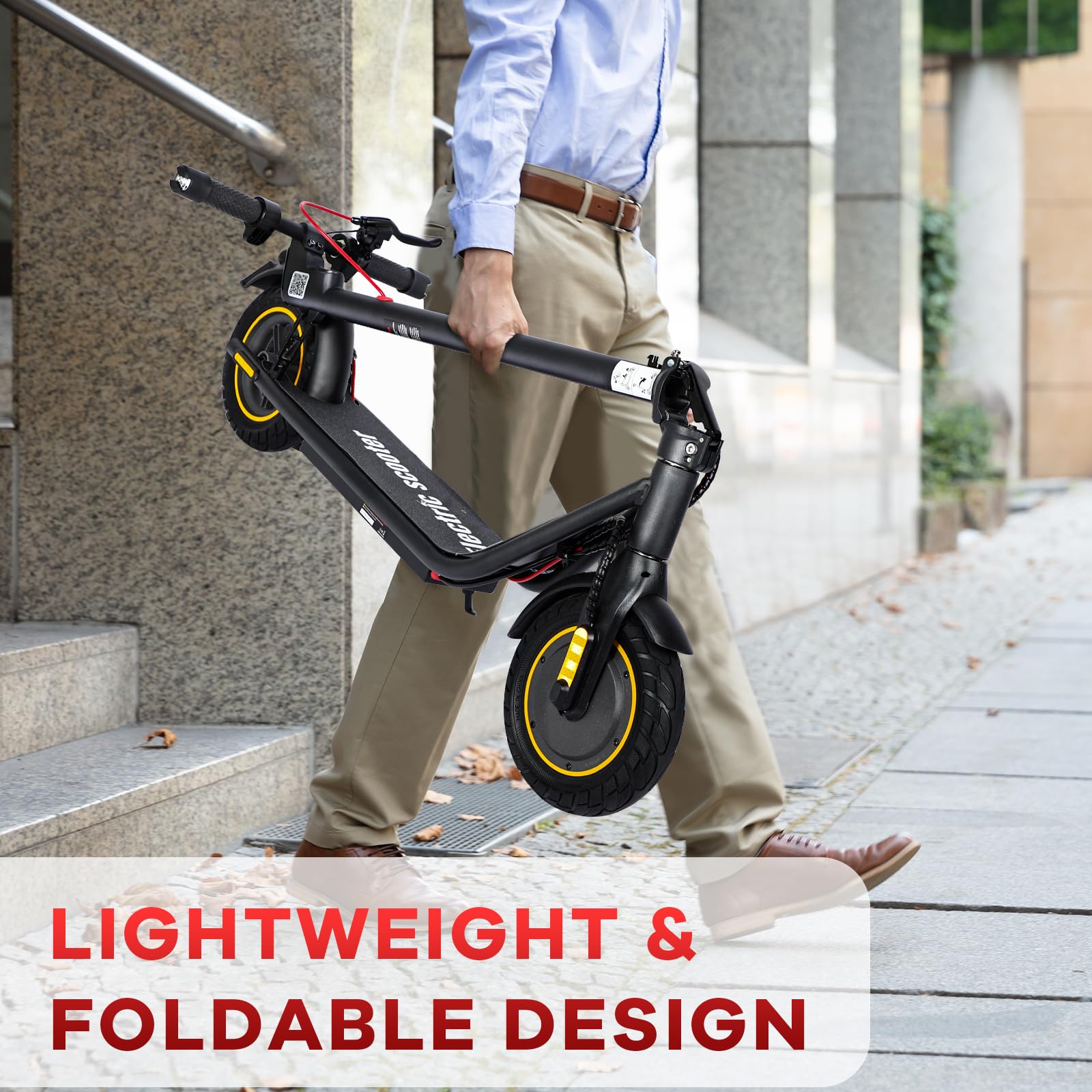 500W Electric Scooter for Adults - Foldable 10 Inch Wheels, APP Connectivity, Front & Rear Brakes - Perfect for Commuting & Urban Travel