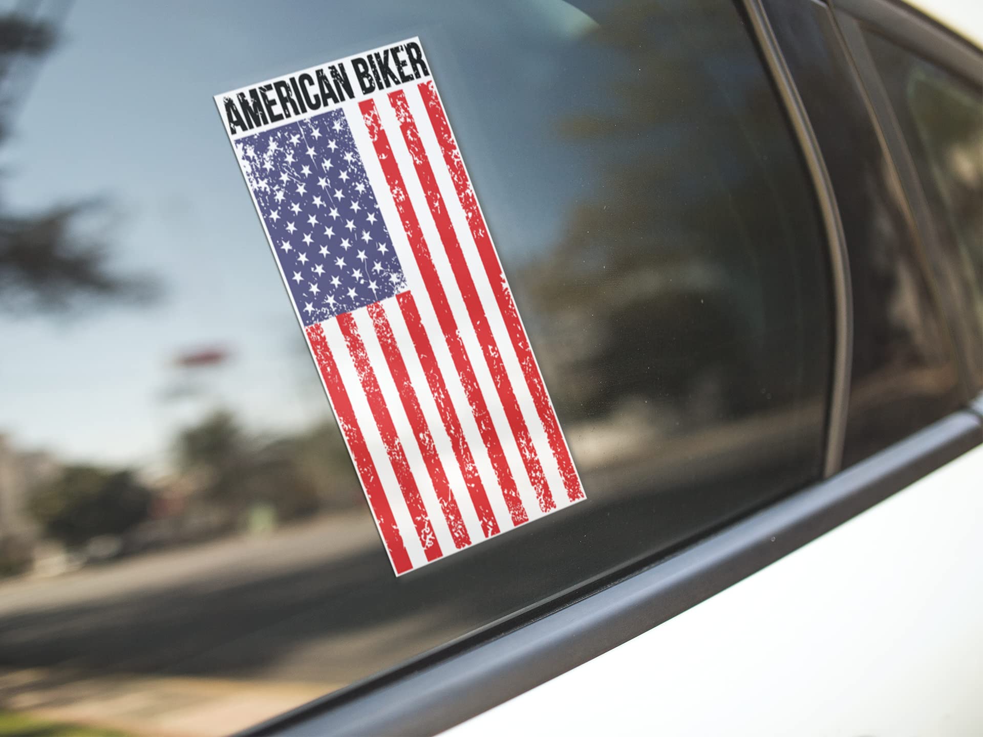 Skull Society American Biker Flag 7 Inch All Weather Vinyl Decal Sticker - Durable Motorcycle, Truck, Car & Laptop Sticker - Waterproof Adhesive for Windows, Walls & Flat Surfaces - Perfect for Biker Gangs, Vehicle Customization & Personal Style (1-Pack)