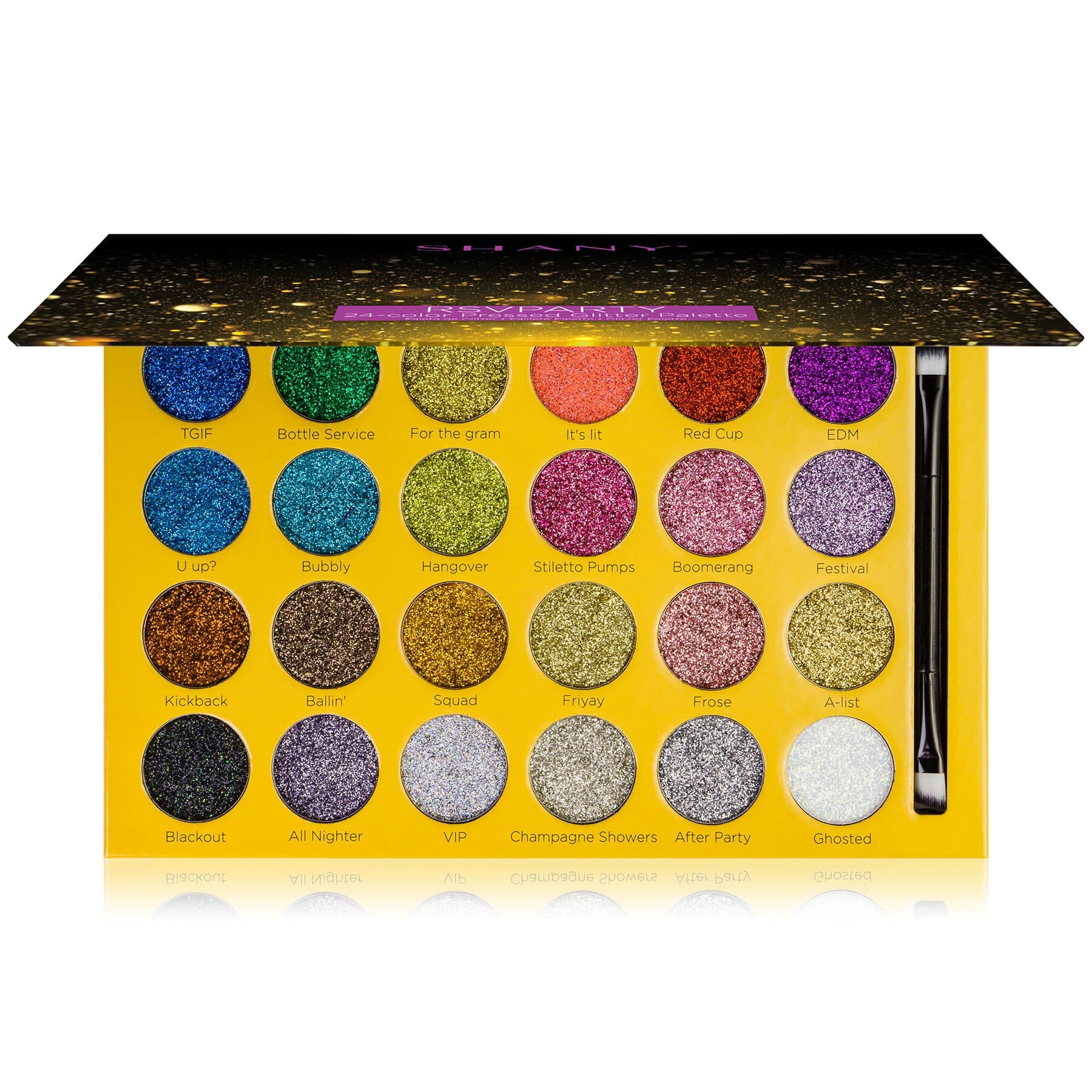 RSV Party Glitter Palette - 24 Pressed Glitter Pigments for Face & Body Makeup | Festival, Cosplay, Halloween & DIY Nail Art | Vegan & Cruelty-Free