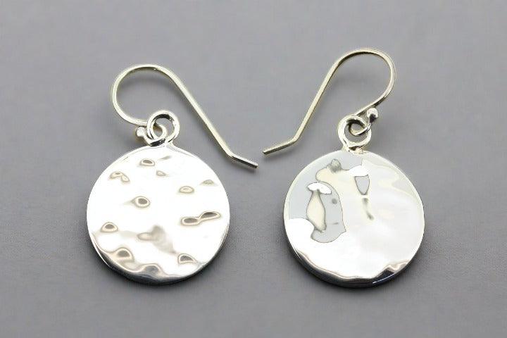 Battered Disc Hook Earrings - Sterling Silver Dangle Earrings for Women - Perfect for Casual Wear, Parties, and Everyday Elegance
